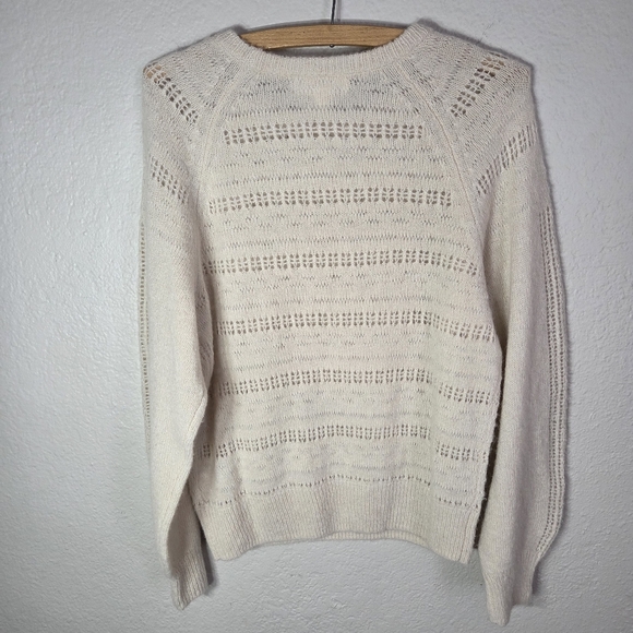 Treasure & Bond Womens XS Knit Sweater Cream Alpaxa Wool Crew Neck - Picture 2 of 16